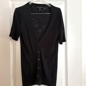 Banana Republic cardigan; short sleeves; below the hip